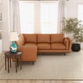 thumbnail image 3 of Timbukto Tan Leather Modern Living Room Symmetrical Corner Sectional Sofa, 3 of 7