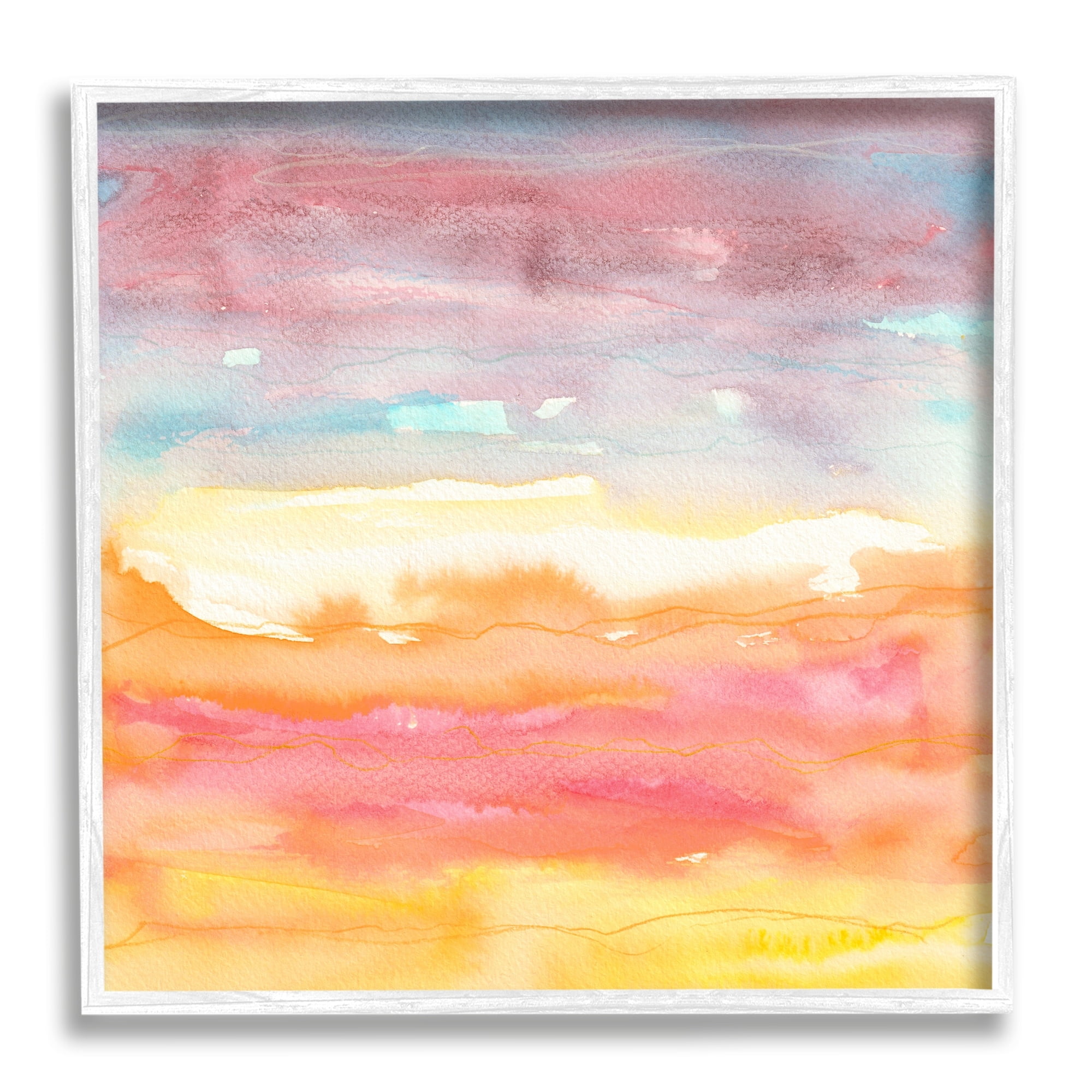 Stupell Industries Abstract Landscape Red Orange Sun Rays Watercolor Painting White Framed Art Print Wall Art, Design by Elvira Errico