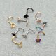 thumbnail image 2 of 50 piezas de joyería de acero inoxidable para la nariz, Europa y Estados Unidos, joyería para piercing de nariz, poste de 5 palabras, mariposa, 2 of 5