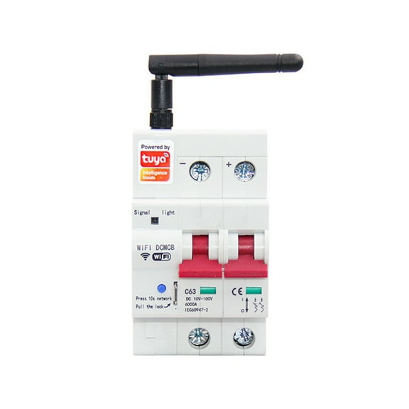 Smart DC Circuit Breaker 2P APP Control WiFi Circuit Breaker 63A DC10‑100V Short-Circuit Protection Air Switch
