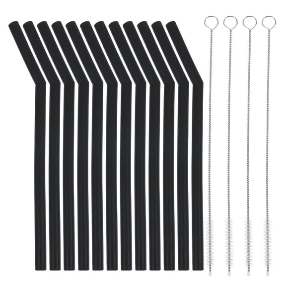 RENACLIPY Renaclipy Black Folding Silicone Straws for Beverages Lightweight and Practical 16Pcs