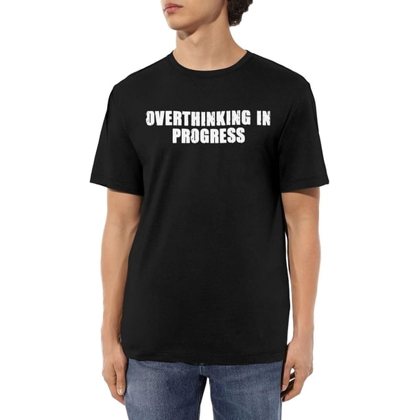 Camisetas de algodón para hombre con texto "Overthinking in Progress", camisetas informales básicas de cuello redondo, camisetas de manga corta a la moda.