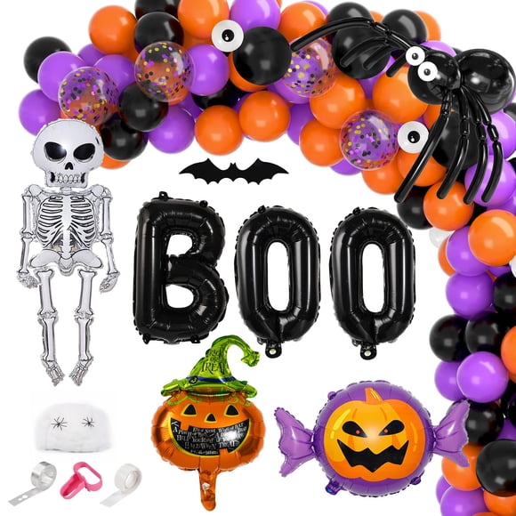 Kit de guirnaldas con forma de arco con forma de guirnalda para Halloween Garma, negro, naranja