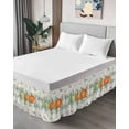 thumbnail image 4 of Orange Green Bed Skirt King Size 18 Inch Drop, Pumpkin Eucalyptus Leaves Thanksgiving Linen Wrap Around Dust Ruffle Bedskirts, Wrinkle & Fade Resistant Easy Fit Bedskirt with Adjustable Elastic, 4 of 8