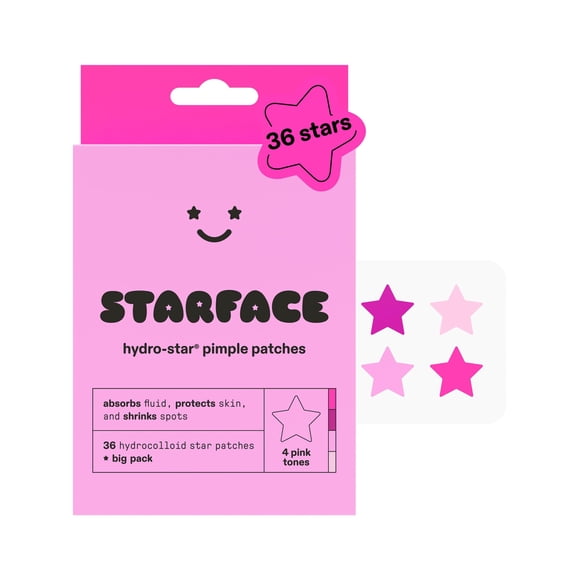 Parche para granitos Starface Hydro-Star® rosa hidrocoloide, 36 piezas