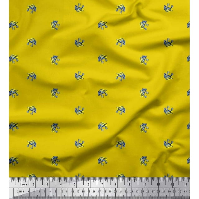 Soimoi Cotton Poplin Fabric Frog Animal Print Fabric by Yard 42 Inch Wide