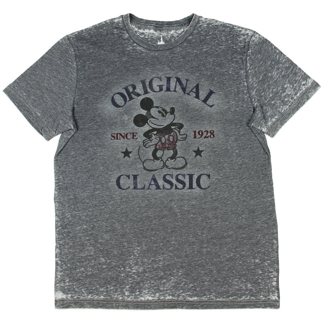 Disney Mickey Mouse Adult Original Classic Distressed Acid Wash T-Shirt (Small)