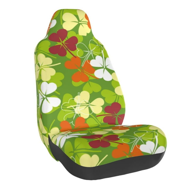 Wukai St. Patrick's Day3 Full Set Car Seat Covers with Soft Padding Universal Auto Front Seats Protector and Cushion Mat