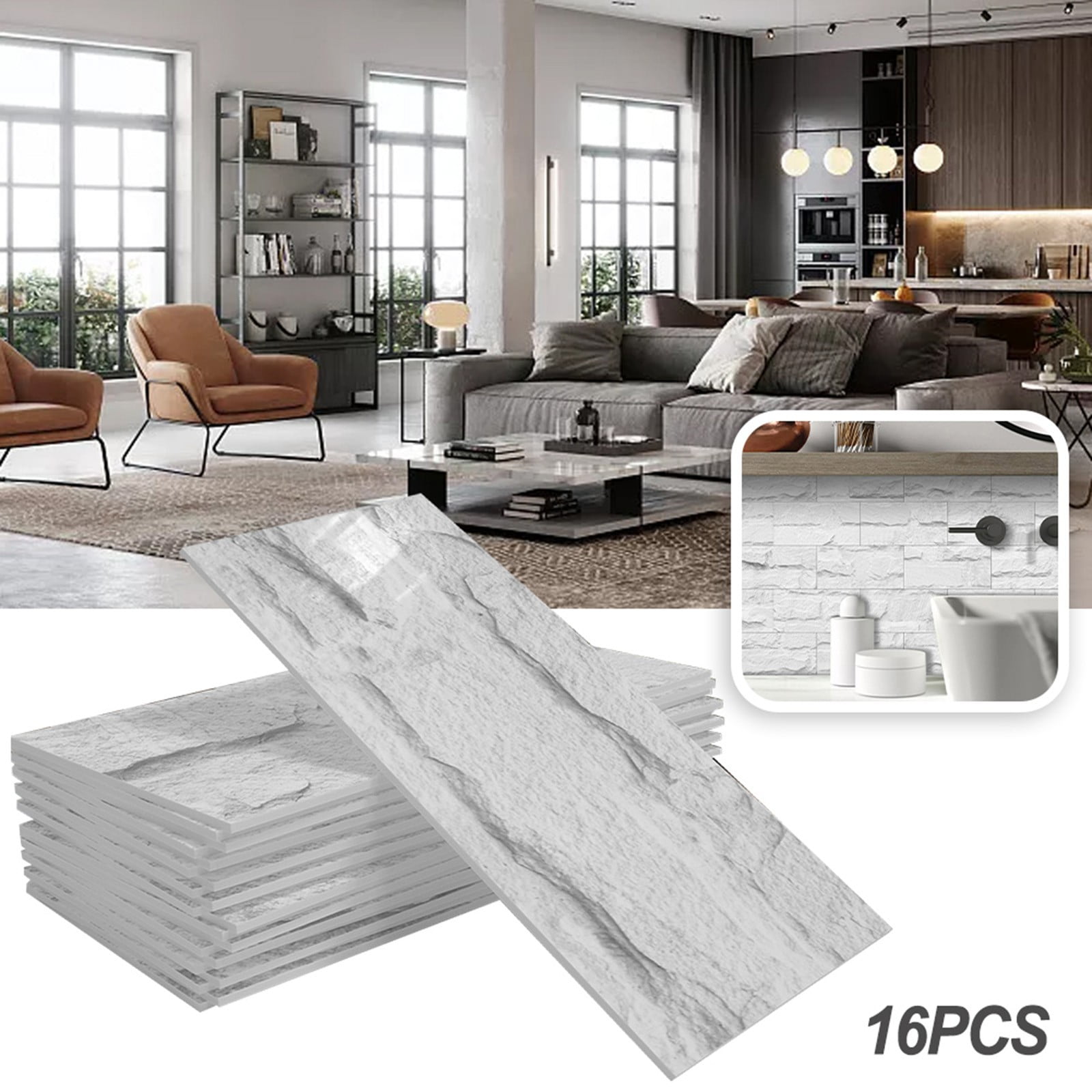 Peel And Stick Backsplash Tile, 4\" X 8\" Pvc Self-Adhesive Matte Brick Wall Tile