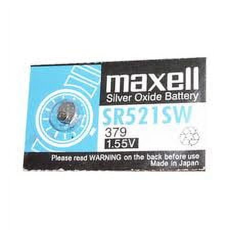 Maxell 379 - SR521SW Silver Oxide Button Battery 1.55V - 5 Pack   Free Shipping