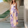 thumbnail image 4 of THDHVS Maxi Dresses for Women 2025,Women's Casual Dresses,Beach Sundress Spaghetti Strap Tiered Summer Wedding Guest Long Dress Purple M, 4 of 7