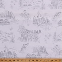 Cotton Seattle Washington Pacific Northwest Cottage Clothworks Whale Mount Rainer Cream Gray Cotton Fabric Print by the Yard (Y2485-6GRAY)
