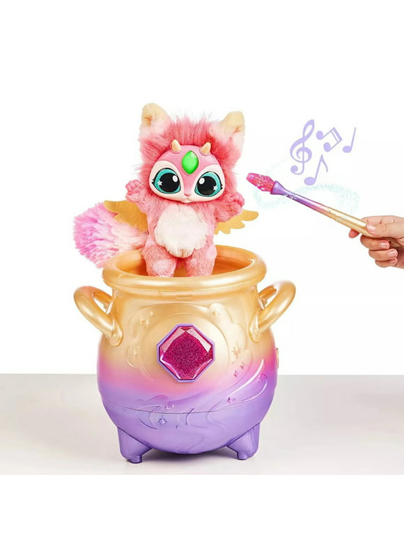 Cheer US Magical Misting Cauldron with Interactive 8 inch Pink Plush Toy and 50+ Sounds and Reactions