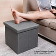 thumbnail image 3 of PINPLUS 15 inches Folding Storage Ottoman with Lid Tray,Coffee Table,Foot Rest, Ottoman Cube Chair Stool Storage Toy Chest for Living Room,Bedroom,(Set of 2 Grey), 3 of 6
