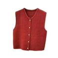 thumbnail image 2 of Milageto Knit Cardigan Vest for Women Button Knitted Vest for Commuting Home Shopping Red, 2 of 8