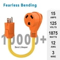 thumbnail image 6 of EPICORD 15Amp Male to 30Amp Female Dogbone Adapter RV Electrical Converter Cord Cable-Orange, 6 of 6