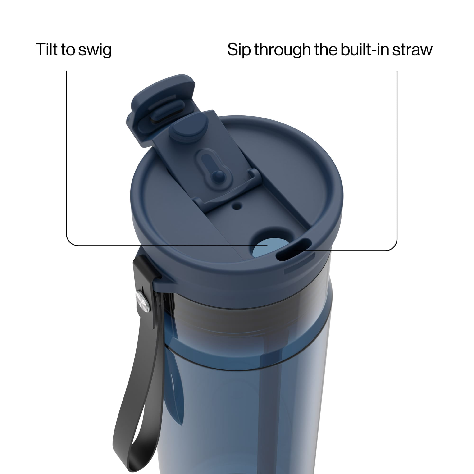 Contigo 28oz DualSip Plastic Water Bottle with Built-In Straw and Drink Opening, Abyss Blue/Clear
