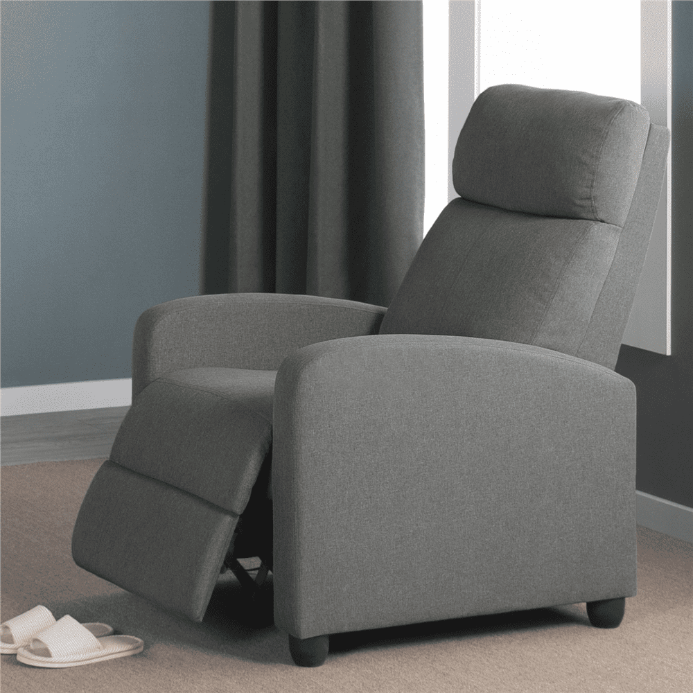 Yaheetech 2pcs Modern Fabric Upholstered Recliner Chair with Pocket Spring for Home,Gray