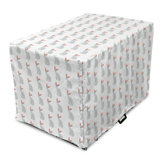 Kittens Dog Crate Cover, Simple Drawn Animal Cartoon Cats Repetition on Plain Background, Easy to Use Pet Kennel Cover Small Dogs Puppies Kittens, 7 Sizes, Pale Purpleblue Coral, by Ambesonne