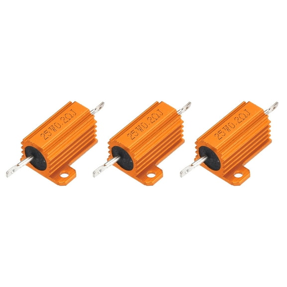 3pcs 25W 0.2 Ohm 5% Aluminum Housing Case Resistor, Wirewound Resistors Screw Tap Chassis Mounted, Gold