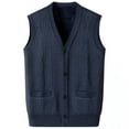 thumbnail image 2 of Leesechin Men Women Knitted Cotton V-Neck Vest JK Uniform Pullover Sleeveless Sweater School Cardigan, 2 of 3