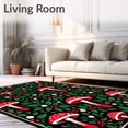 thumbnail image 2 of ODIKA 2'x3' Machine Washable Non-Slip Area Rug, Vintage Christmas Mushroom Scene with Festooned Holly Leaves High Traffic Rug with Pad, Black, 655177, 2 of 8