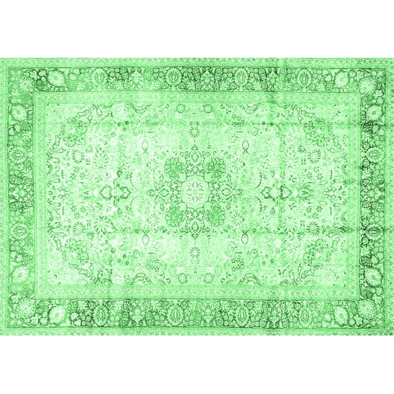 Ahgly Company Indoor Rectangle Persian Emerald Green Traditional Area Rugs, 5' x 7'