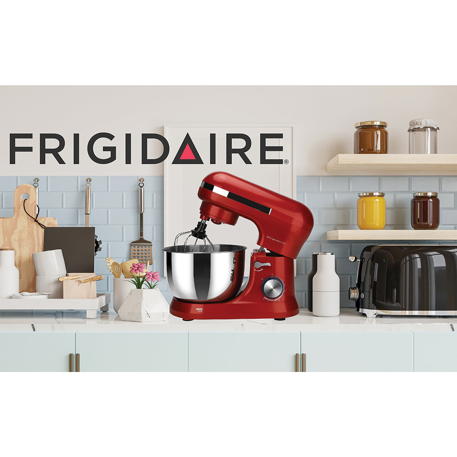 Frigidaire Electric Stand Mixer, 6.2 Quart / 6L, 8 Speeds with Whisk, Dough  Hook, Flat Beater Attachments, Splash Guard (RED) - Yahoo Shopping