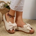 thumbnail image 5 of Bkhluea Women's Bow Sandals Square Open Toe Slip on Dressy Summer Sandals Wedge Sandals Platform Slides Platform Espadrilles Sandals, 5 of 7