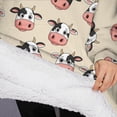 thumbnail image 3 of Oversized Wearable Blanket Hoodie,Beige Cow Head Pattern Sherpa Blanket Hoodie with Super Pockets,Super Warm Fuzzy Pullover for Women & Men, 3 of 6