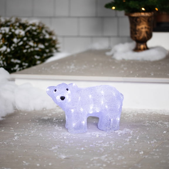 Northlight LED Lighted Commercial Grade Polar Bear Cub Acrylic Outdoor Christmas Decoration - 13.5"