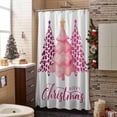 thumbnail image 3 of Christmas Tree Bathroom Shower Curtain Winter Pink Leopard Pine Trees Stars Xmas Waterproof Washable Shower Curtains for Bathtub Bath Decor with Grommets and Hook 72 X 84 Inch, 3 of 8
