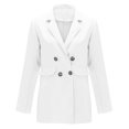 thumbnail image 4 of ITSAME Womens Plus Size Blazer, Solid Color Double Breasted Long Sleeve Lapel Fitted Slim Suit Jacket White 4XL, 4 of 6