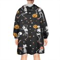 thumbnail image 2 of Wearable Oversized Blanket,Black Halloween Dancing Skeletons Wearable Blanket Hoodie for Adults,Cozy Hooded Blankets with Super Pockets,Super Warm Fuzzy Pullover for Women & Men, 2 of 6