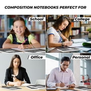 Rosmonde Graph Composition Notebooks 5 Pack, Quad Ruled 4x4 Grid, 200 Pages (100 Sheets), 9.75 x 7.5 in, Black Marble, Sewn Hard Cover, Graph Paper Notebooks for School & Math Use