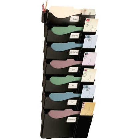 Officemate Grande Central Filing System with Starter Pocket Plus 6 Add-On Pockets, Black (21726)