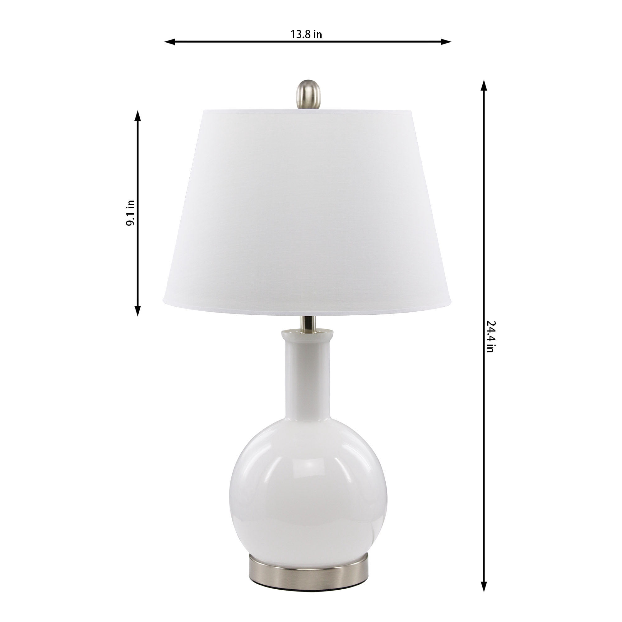 Abble Modern 2pcs Table Lamps Set with Beige Lamp Shade for Living Room and Bedroom -White