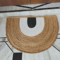 Jaipur Art And Craft Braided Half Circle Black, White Doormat, Eco Friendly Jute Mat (5x1.5 Sq ft)