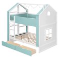 thumbnail image 5 of Full-Over-Full Two-Tone Accent Bunk Bed Frame with Cabinet, Drawers & Shelves, Modern Storage Kids Bed with LED Light Strip, 5 of 10