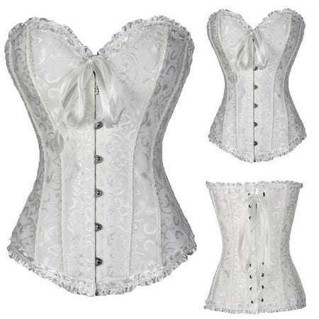 Women Boned Bustier Sexy Lace Floral Overbust Corset Top Waist Push Up Shapewear Lingerie
