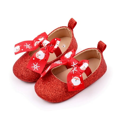 

Infant Baby Girls Mary Jane Flats Bow Soft Sole Princess First Walkers Wedding Dress Shoes