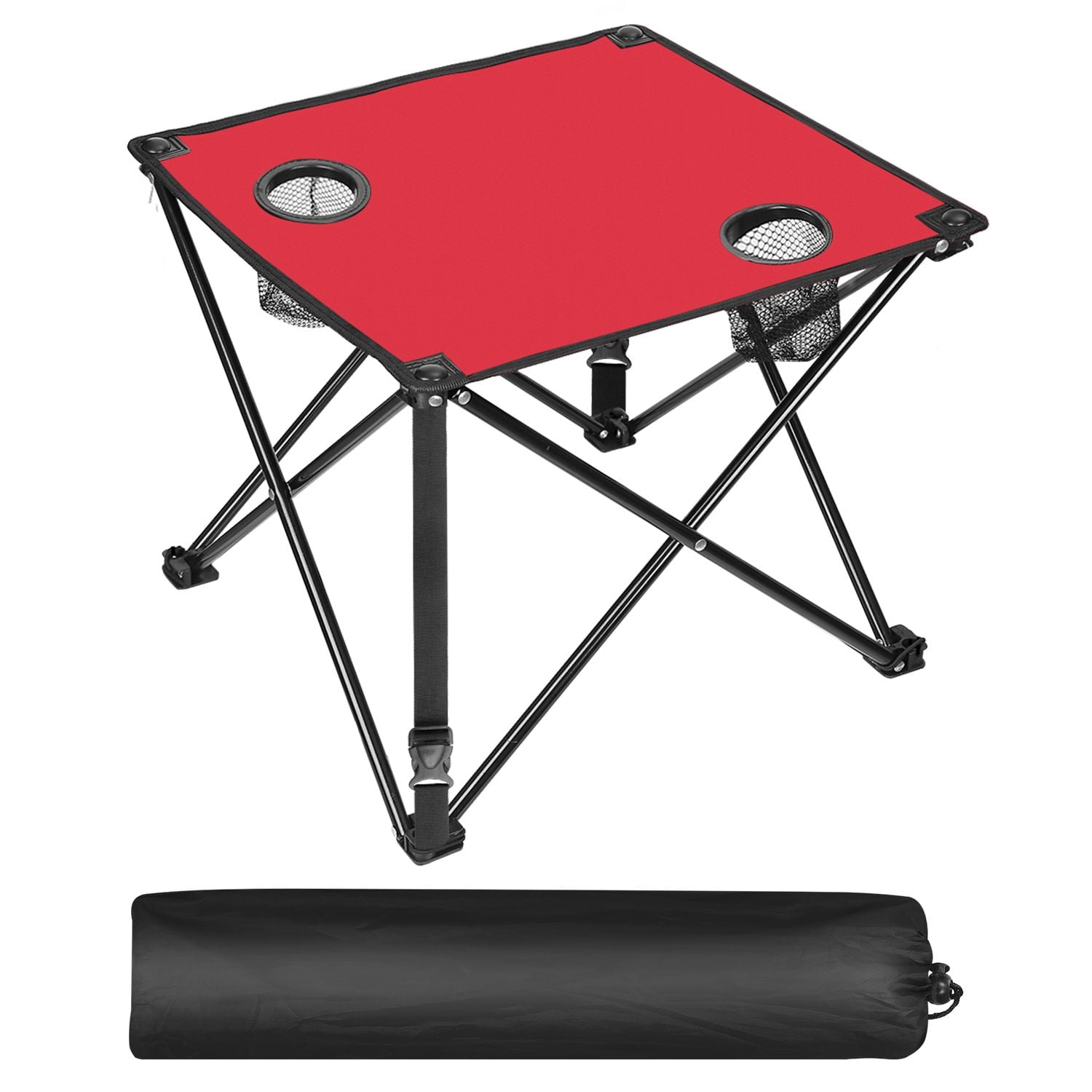 Foldable Camping Table Portable Picnic Table Lightweight Travel Desk with 2 Cup Holders Carrying Bag