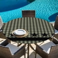 thumbnail image 6 of Sage Green Black Plaid Round Tablecloth, Fitted Table Cover with Elastic for 55"-60" Round Tables, Vintage Star Buffalo Check Rustic Table Cloth Outdoor Indoor Dinning Party Waterproof Tablecloths, 6 of 7
