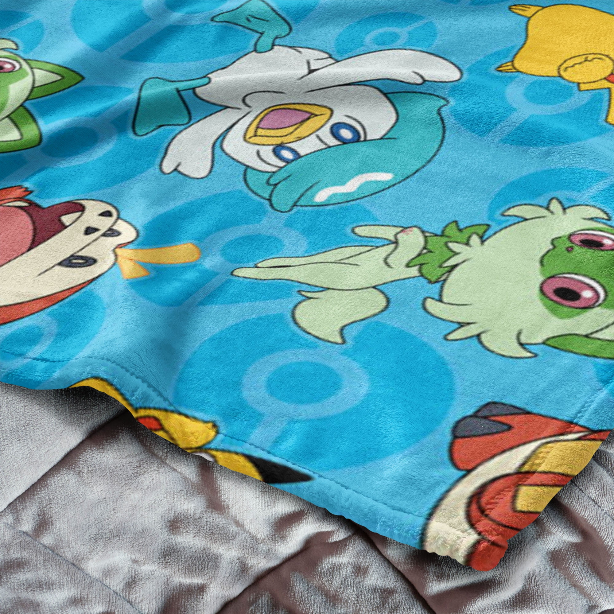 Pokemon Horizon Pokeballs Twin/Full Silk Touch Blanket for Kids, 62x90 inches