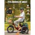 thumbnail image 3 of ESKUTE Adult E Trike Electric Tricycle – 750W Brushless Motor, 18 MPH, Fat Tires, Foldable Step-Thru 3-Wheel E-Bike, Up to 55 Miles, Red with Phone Holder Bag, Mirrors & Lock, 3 of 7