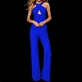 thumbnail image 2 of Usmixi Rompers for Women Party Club Sexy Hollow out Y2k Style Slim Summer Jumpsuits Halter Sleeveless Formal Solid Long Womens Jumpsuits on, 2 of 5