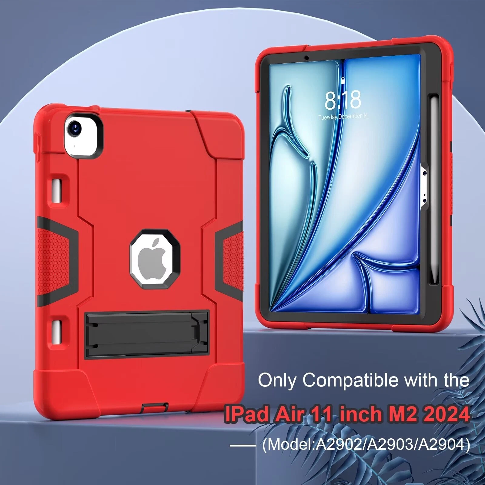 SOATUTO Case for iPad Air 13 Inch (M4/M3/M2) 2026/2025/2024, [Built-in Pencil Holder] Heavy Duty Shockproof Rugged Protective Case for 13 inch iPad Air (2026/2025/2024 Version), Red/Black