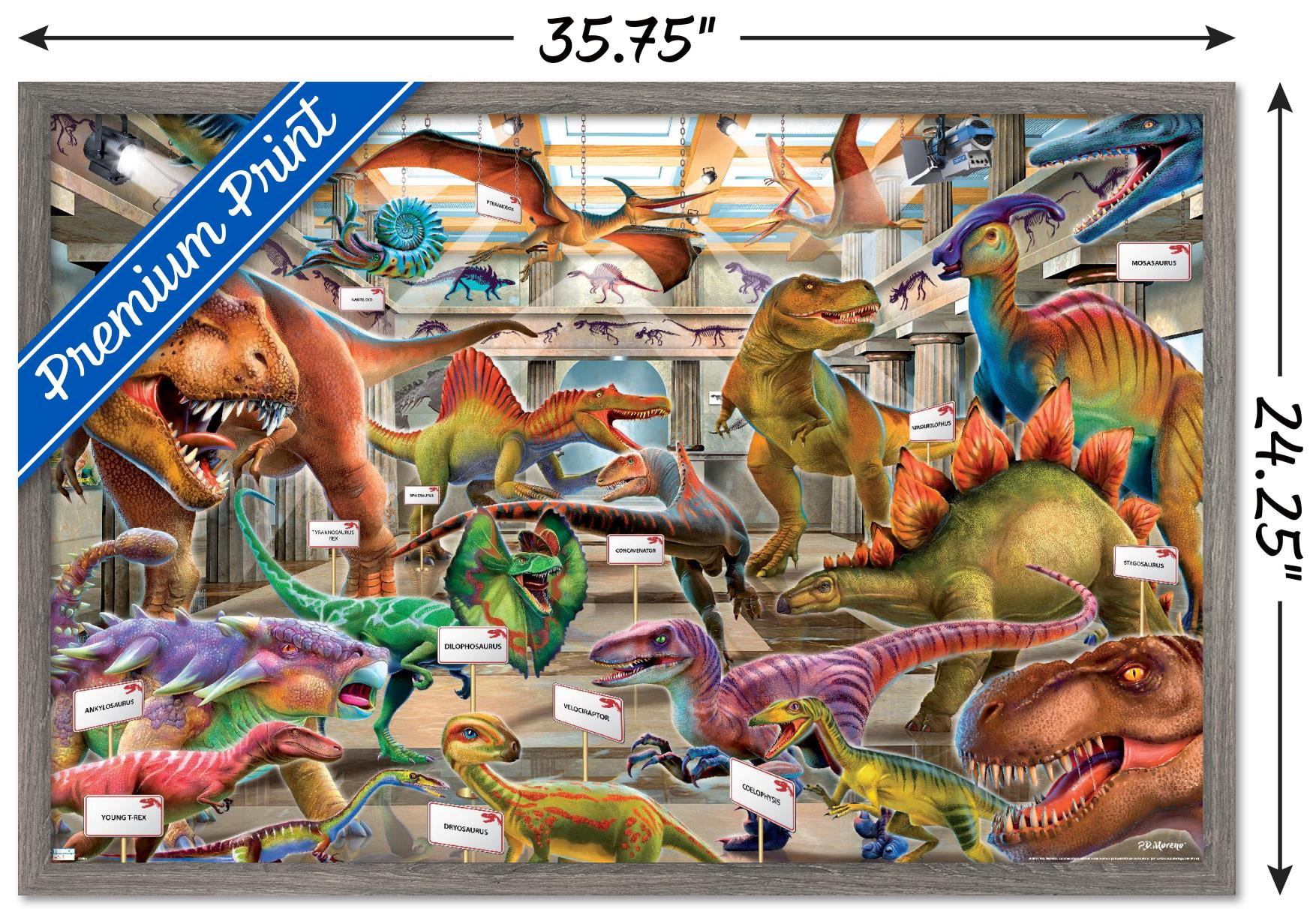 PD Moreno - Dinosaur Museum Wall Poster, 22.375" x 34" Framed