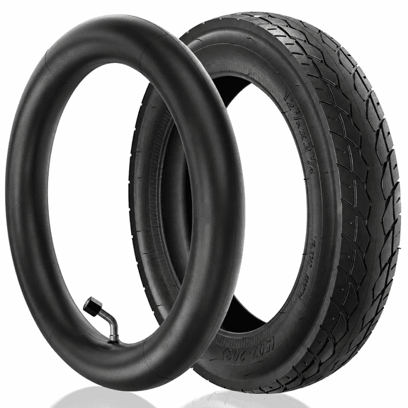Heavy Duty 57-203 Bicycle Tire 12-1/2 x 2-1/4 & Bent Stem 12.5 x 2.25 Inner Tube