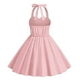 thumbnail image 5 of AUNVITO Girls Dresses Girl's Summer Neck Hanging and Waist Closing Solid Children's Dress, 5 of 5
